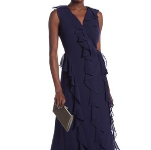 Diane von Furstenberg lacey ruffle long wrap dress